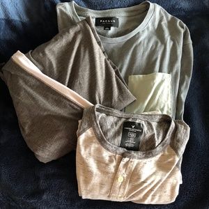 3 Men's Long Sleeve Shirts; AE and Pacsun